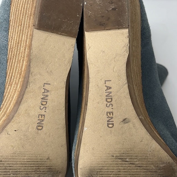Lands' End Light Blue Suede Chelsea Wedge Ankle Bootie Sz 11B WEAR - Picture 6 of 9